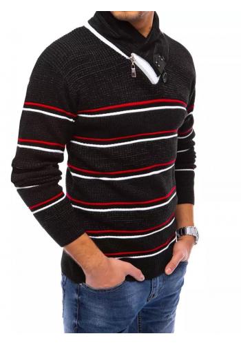 Páskavý pánský svetr černé barvy se šálovým límcem