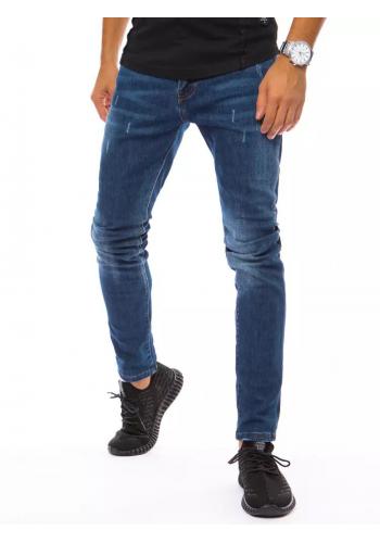 Pánské módní džíny s přetíráním v modré barvě