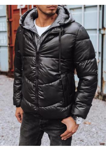 Černá prošívaná bunda na zimu pro pány ve výprodeji