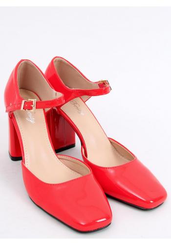 Dámské hranaté sandály na stabilním podpatku v červené barvě