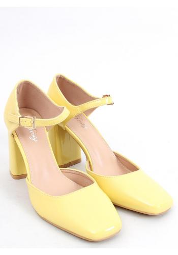 Žluté hranaté sandály na stabilním podpatku pro dámy