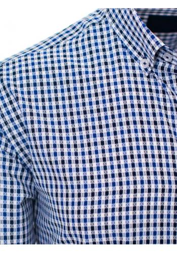Vzorovaná pánská košile modré barvy s dlouhým rukávem