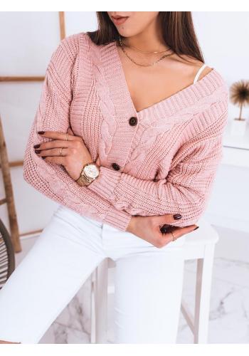 Růžový zapínaný svetr pro dámy