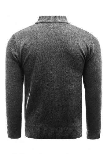 Černý pohodlný svetr se zapínaným výstřihem pro pány