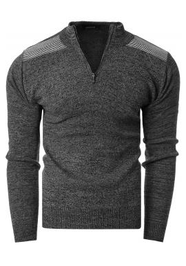 Černý pohodlný svetr se zapínaným výstřihem pro pány