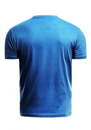 Pánské klasické tričko s potiskem v tyrkysové barvě