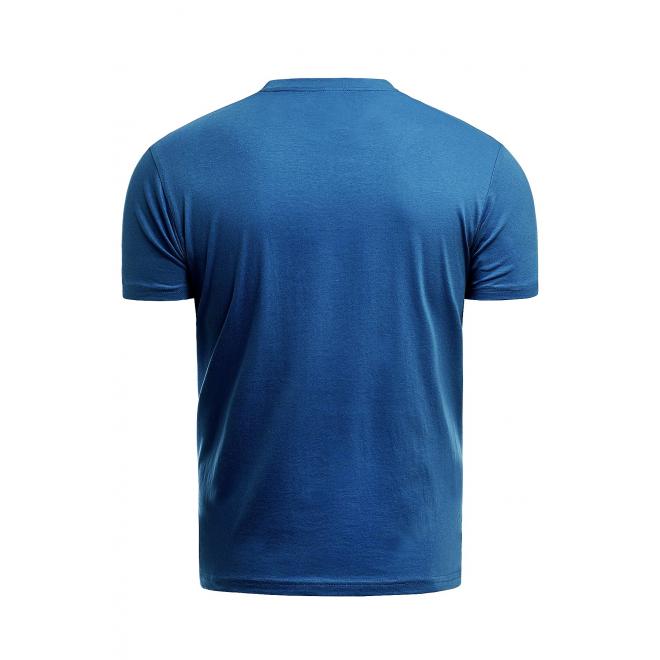 Klasické pánské tričko modré barvy s potiskem