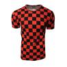 Pánské módní tričko se šachovnicovým vzorem v červené barvě