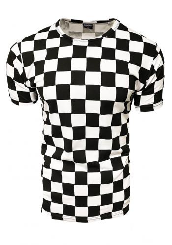 Bílé módní tričko se šachovnicovým vzorem pro pány