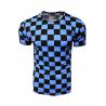 Módní pánské triko modré barvy se šachovnicovým vzorem