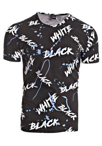 Pánské módní tričko s potiskem v černo-modré barvě