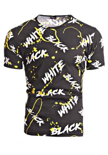 Pánské módní tričko s potiskem v černo-žluté barvě