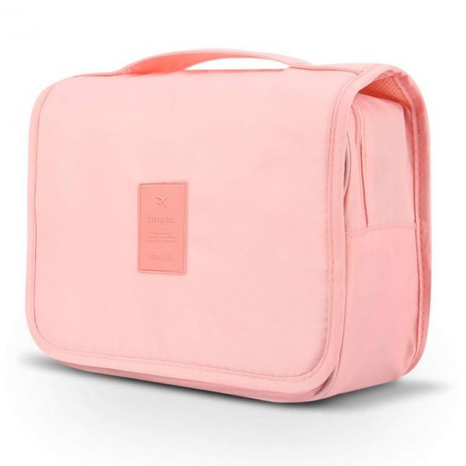 Rozkládací kosmetická taška růžové barvy