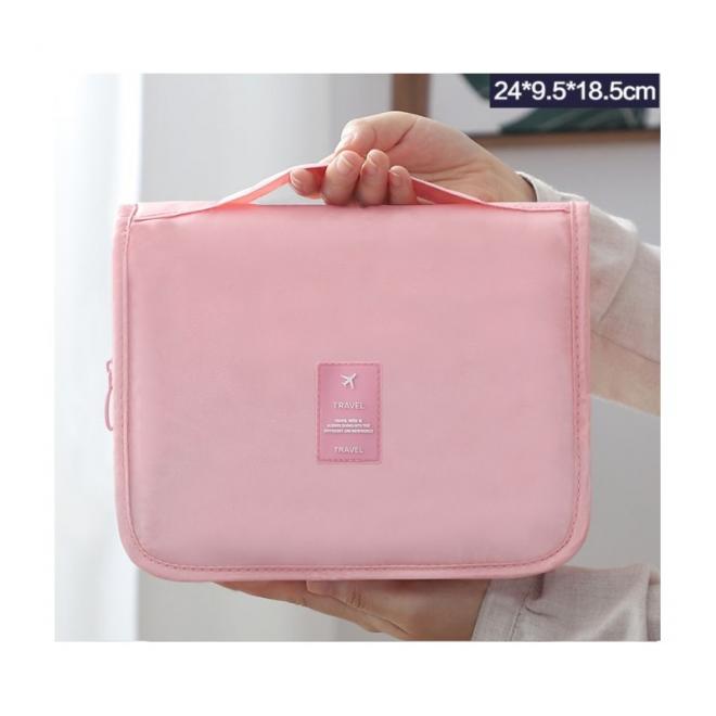 Rozkládací kosmetická taška růžové barvy