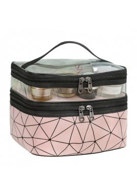 Růžová cestovní kosmetická taška se vzorem