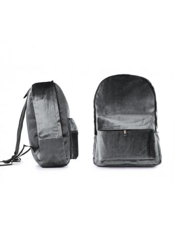 Dámský sametový batoh v šedé barvě
