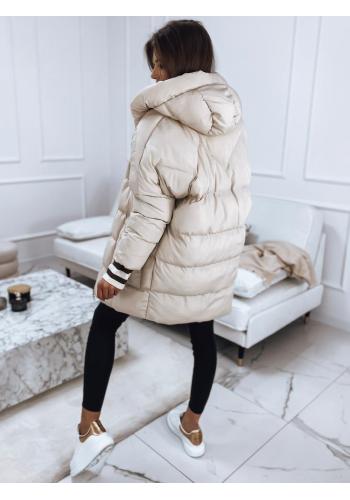 Dámská oversize bunda na zimu ve světle béžové barvě
