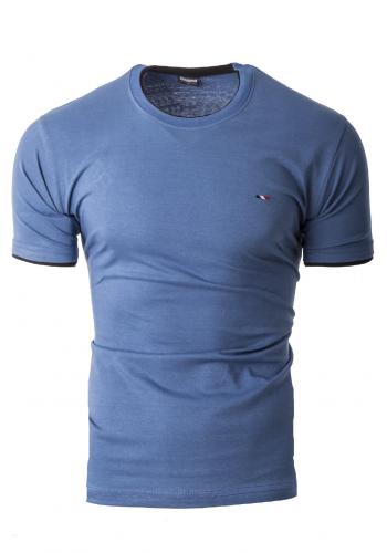 Jednobarevné pánské tričko modré barvy s krátkým rukávem