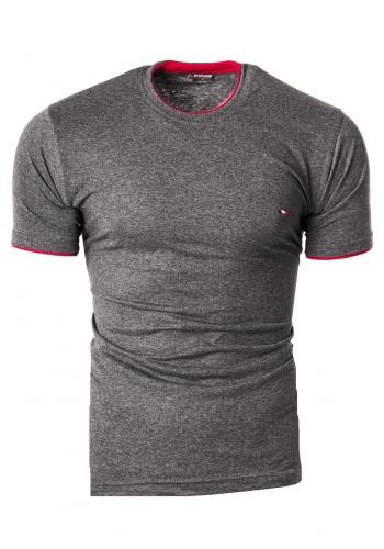 Tmavě šedé jednobarevné tričko s krátkým rukávem pro pány