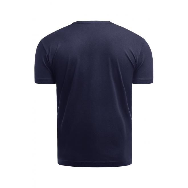 Pánské klasické tričko s potiskem v tmavě modré barvě