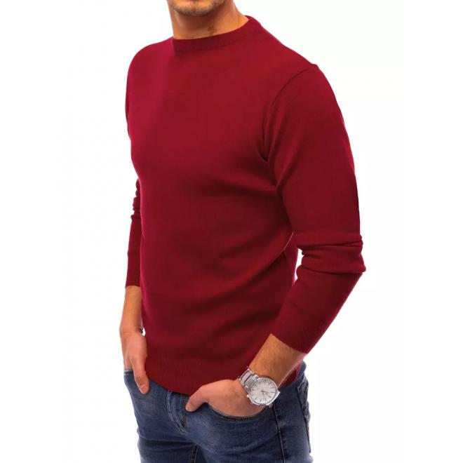 Klasický pánský svetr bordové barvy s kulatým výstřihem