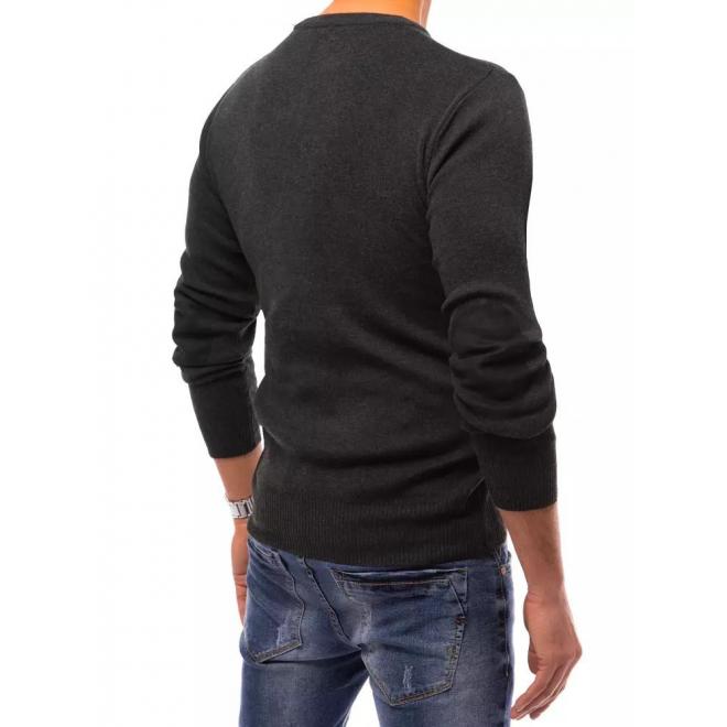 Klasický pánský svetr tmavě šedé barvy s kulatým výstřihem