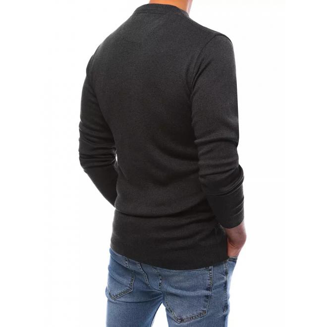 Tmavě šedý pánský svetr s kulatým výstřihem