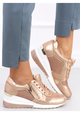 Růžovo-zlaté sportovní Sneakersy s klínovým podpatkem pro dámy