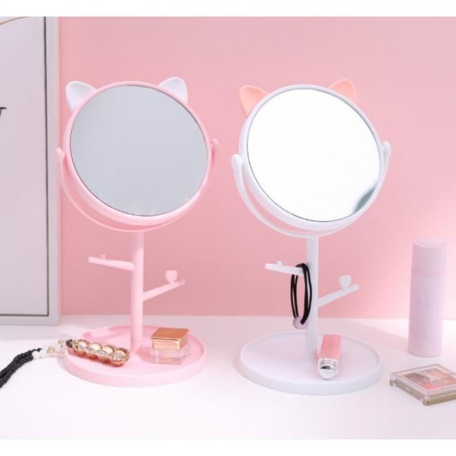 Kosmetické zrcadlo na stojanu v bílé barvě