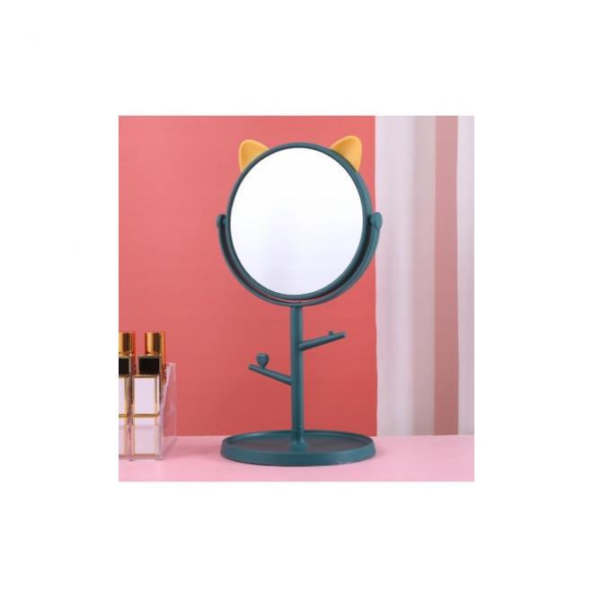 Zelené kosmetické zrcadlo na stojanu