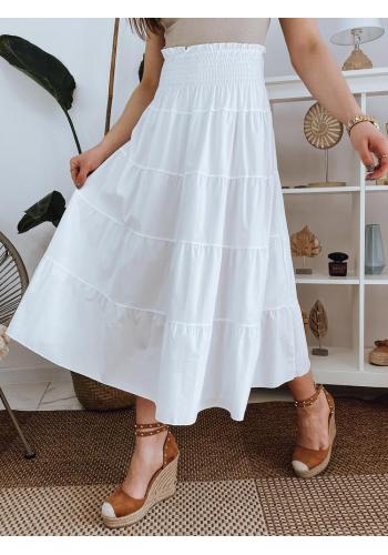 Dámská bílá maxi sukně s gumou v pase