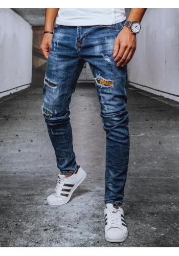Pánské modré džíny s podšitými dírami