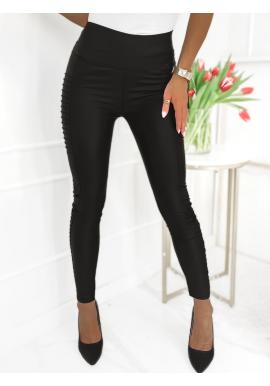Koženkové dámské kalhoty černé barvy