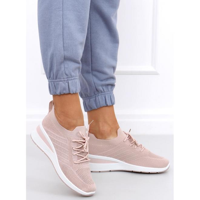 Růžové ponožkové tenisky na podpatku