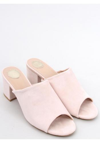 Růžové dámské pantofle na podpatku