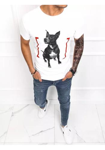 Bílé pánské tričko s potiskem psa