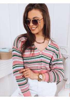 Krátký ažurový svetr v růžové barvě