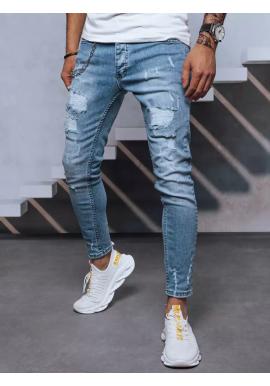 Děravé pánské džíny modré barvy