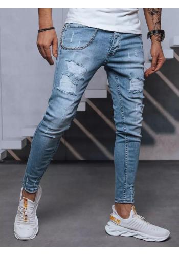 Děravé pánské džíny modré barvy