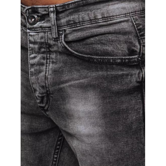 Šedé pánské džíny s dírami