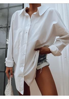 Dlouhá asymetrická košile v bílé barvě