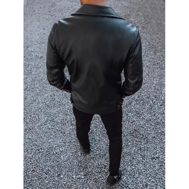 Kožená pánská bunda černé barvy