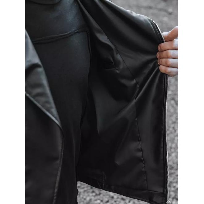 Kožená pánská bunda černé barvy