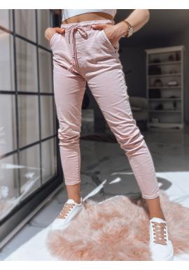 Dámské růžové kalhoty s vyšším pasem