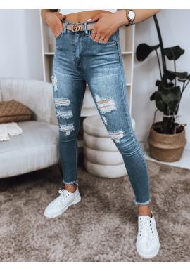 Skinny džíny s vyšším pasem v modré barvě