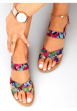 Dámské barevné sandály s motivem hadí kůže