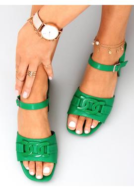 Dámské zelené sandály na nízkém podpatku