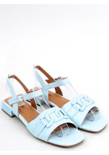 Světle modré dámské sandály na nízkém podpatku