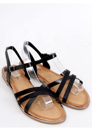 Černé dámské sandály s metalickými pásky