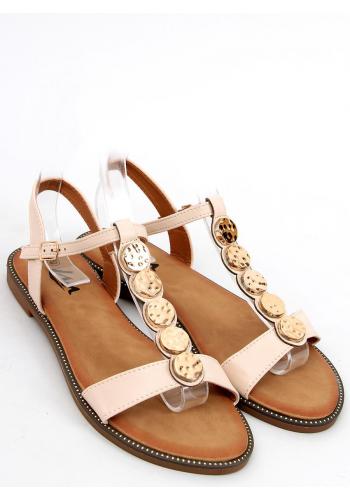Béžové dámské sandály se zlatou ozdobou